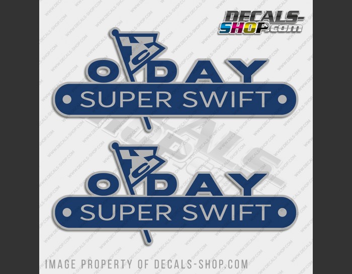 O'Day Super Swift Boat Logo Silver Decal Set of 2 x 8.5" O'Day Super Swift Boat Logo Silver Decal Set of 2 x 8.5"